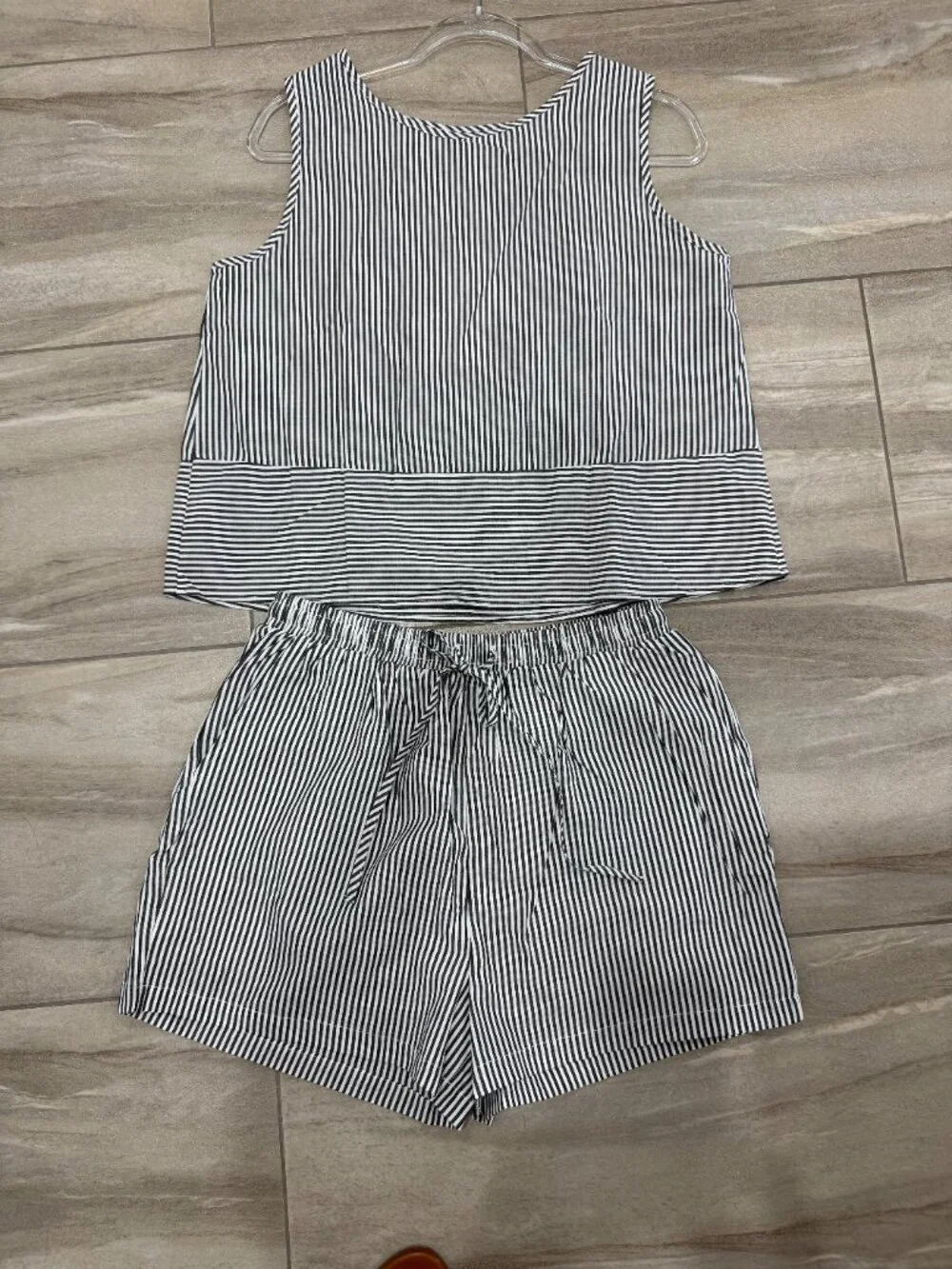 Two-Piece Matching Short Set - Nautical Stripes